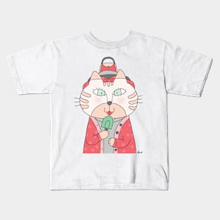 Cutie Cat Handbag Hat with Ribbon and Popsicle Kids T-Shirt